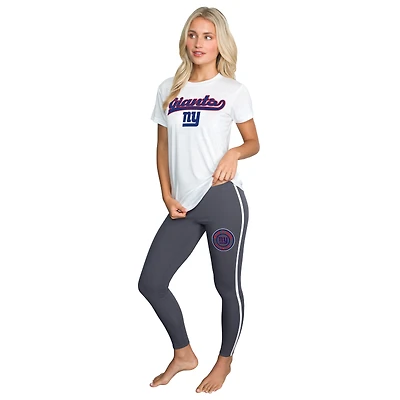 Women's Concepts Sport White/Charcoal New York Giants Sonata Top & Leggings Sleep Set