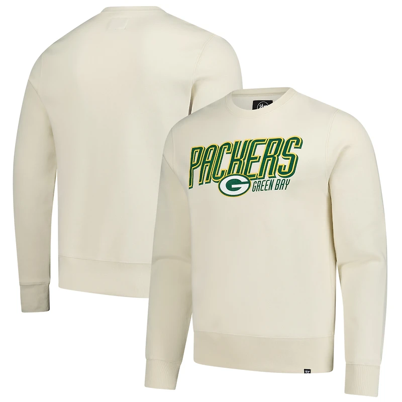 Men's '47 Cream Green Bay Packers Locked In Headline Pullover Sweatshirt