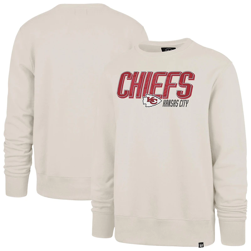 Men's '47 Cream Kansas City Chiefs Locked In Headline Pullover Crewneck
