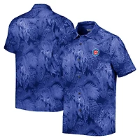 Men's Tommy Bahama Royal Chicago Cubs Bahama Coast Luminescent Fronds IslandZone Button-Up Camp Shirt