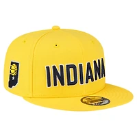 Men's New Era Gold Indiana Pacers Jersey Hook Statement Edition 9FIFTY Snapback Hat