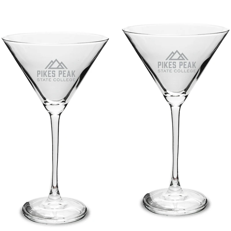 Pikes Peak State College Two-Piece Traditional 10oz. Martini Glass Set
