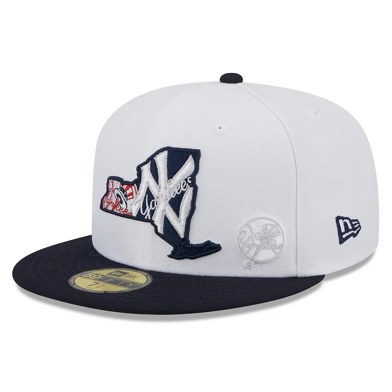 Men's New Era White/Navy New York Yankees State 59FIFTY Fitted Hat