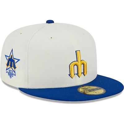 Men's New Era Stone/Royal Seattle Mariners Retro 59FIFTY Fitted Hat