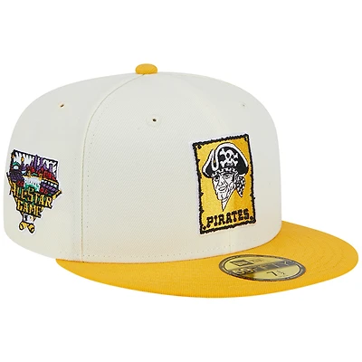 Men's New Era Stone/Gold Pittsburgh Pirates Retro 59FIFTY Fitted Hat