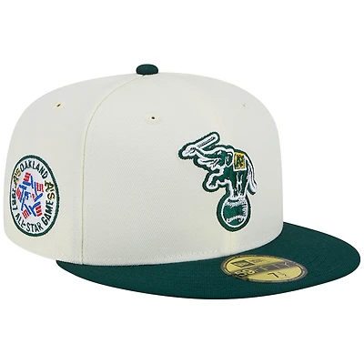 Men's New Era Stone/Green Oakland Athletics Retro 59FIFTY Fitted Hat