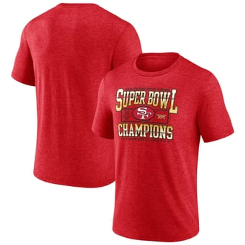 Men's Scarlet San Francisco 49ers Hometown Old-Fashioned Super Bowl XVI Champions Tri-Blend T-Shirt