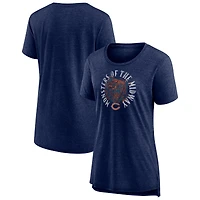 Women's Heather Navy Chicago Bears Hometown First Down Tri-Blend T-Shirt