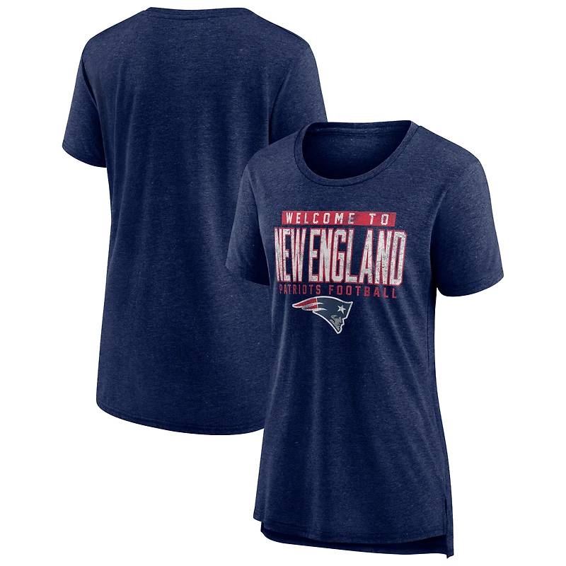 Women's Heather Navy New England Patriots Hometown First Down Tri-Blend T-Shirt