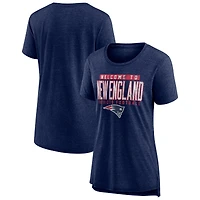 Women's Heather Navy New England Patriots Hometown First Down Tri-Blend T-Shirt