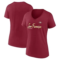 Women's Fanatics Scarlet San Francisco 49ers Shine Time V-Neck T-Shirt