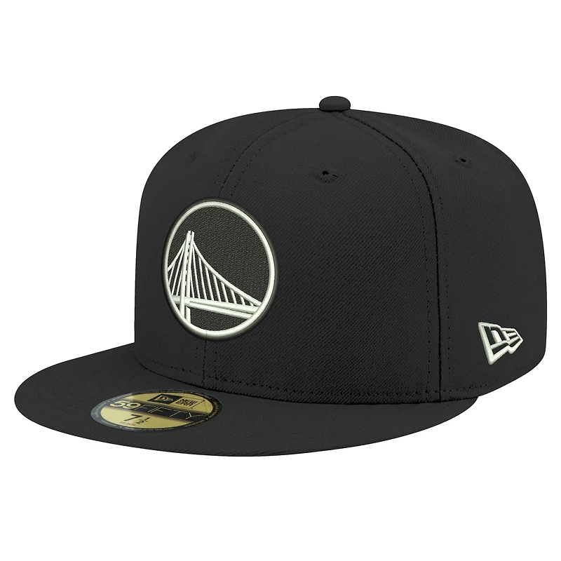 Men's New Era Black Golden State Warriors Black & White 59FIFTY Fitted Hat