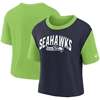 Women's Nike Neon Green/College Navy Seattle Seahawks High Hip Fashion T-Shirt