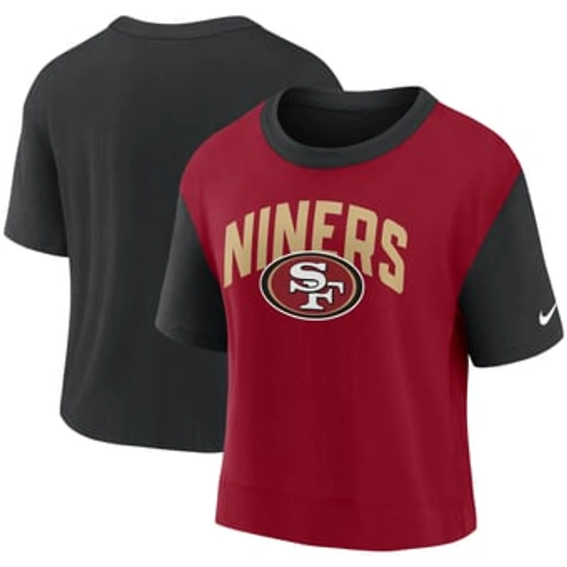 Women's Nike Black/Scarlet San Francisco 49ers High Hip Fashion T-Shirt