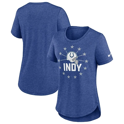 Women's Nike Heather Royal Indianapolis Colts Local Fashion Tri-Blend T-Shirt