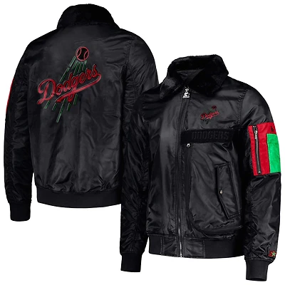 Men's Starter x Ty Mopkins Black Los Angeles Dodgers Black History Month Satin Full-Zip Jacket