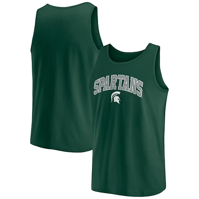 Men's Fanatics  Green Michigan State Spartans Block Arch Tank Top