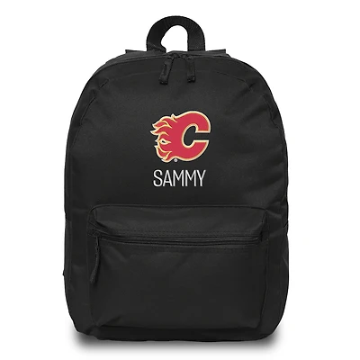 Black Calgary Flames Personalized Backpack