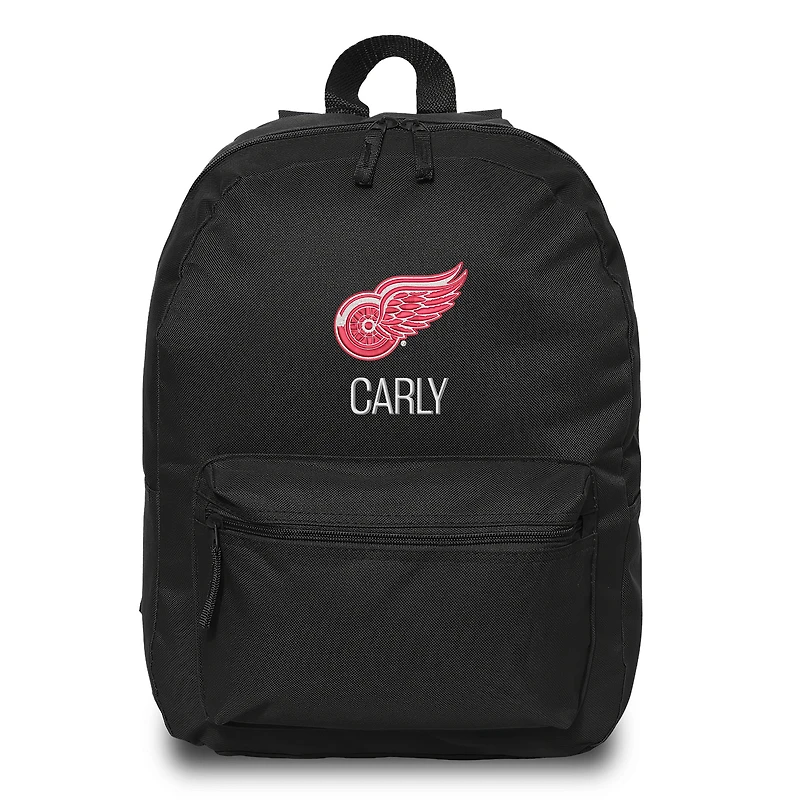 Black Detroit Red Wings Personalized Backpack