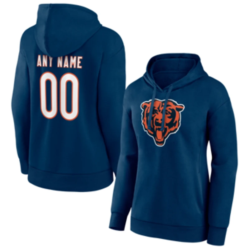 Women's Navy Chicago Bears Personalized Team Authentic Pullover Hoodie