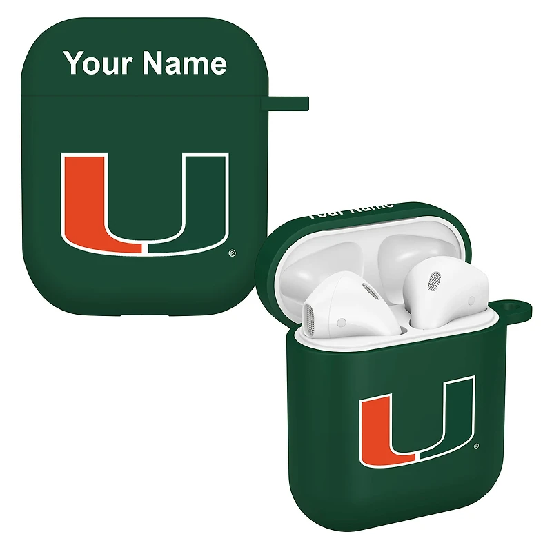 Green Miami Hurricanes Personalized AirPods Case Cover