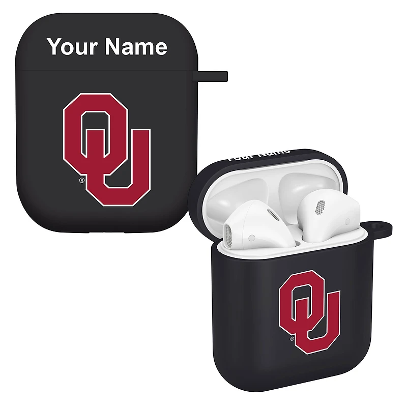 Black Oklahoma Sooners Personalized AirPods Case Cover