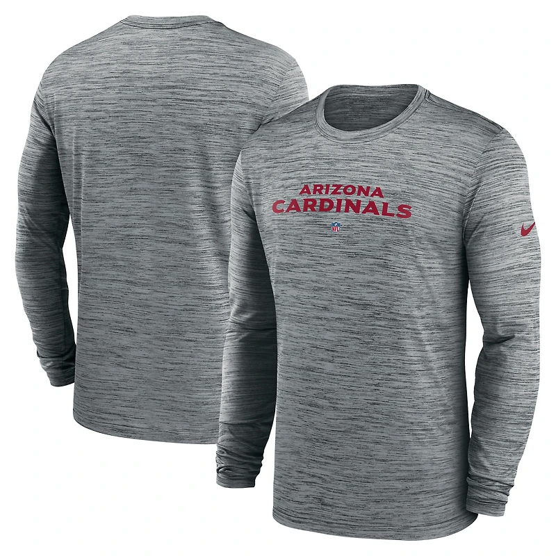 Men's Nike Heather Gray Arizona Cardinals Sideline Team Velocity Performance Long Sleeve T-Shirt