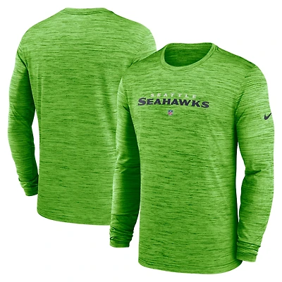 Men's Nike  Neon Green Seattle Seahawks Sideline Team Velocity Performance Long Sleeve T-Shirt