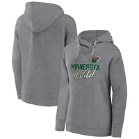 Women's Fanatics Heather Gray Minnesota Wild Script Favorite Pullover Hoodie