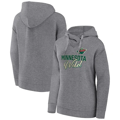 Women's Fanatics Heather Gray Minnesota Wild Script Favorite Pullover Hoodie