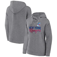 Women's Fanatics Heather Gray New York Rangers Script Favorite Pullover Hoodie