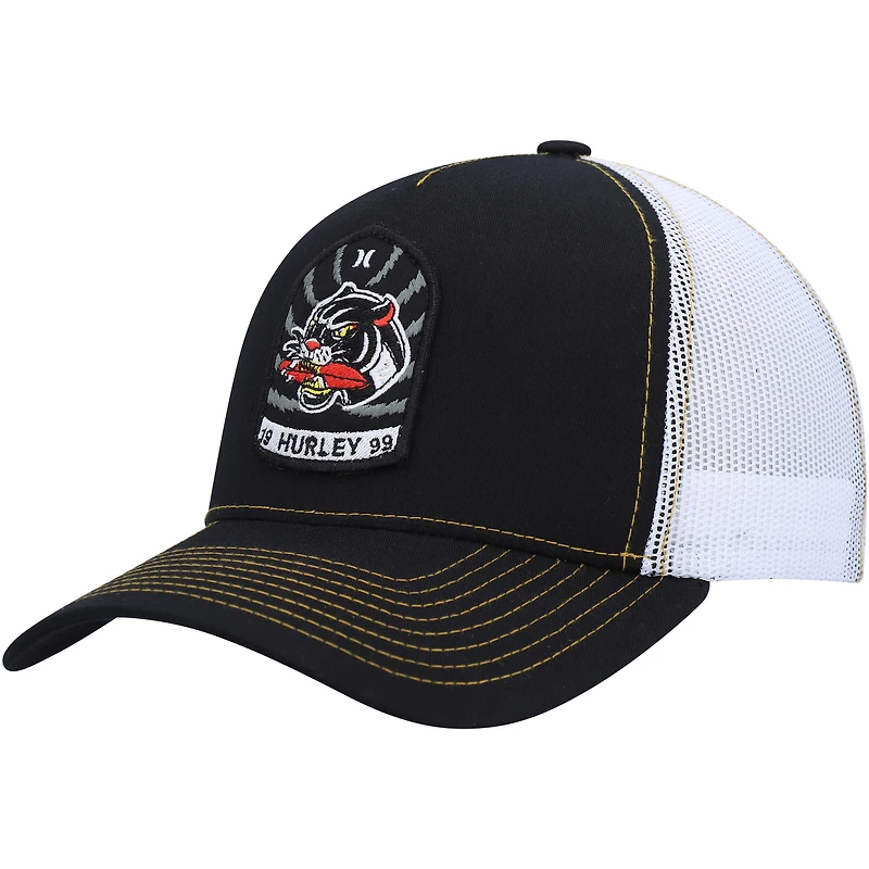Men's Hurley Black/White Wild Things Trucker Snapback Hat