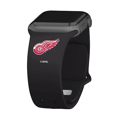 Black Detroit Red Wings Silicone Apple Watch Band