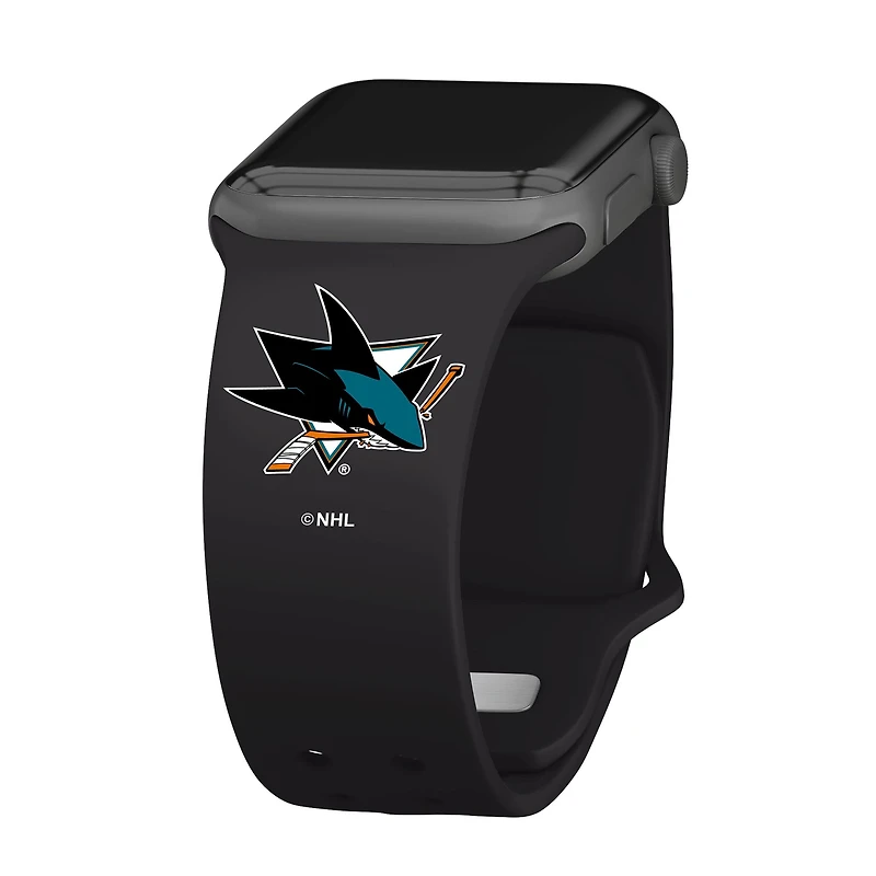 Black San Jose Sharks Silicone Apple Watch Band