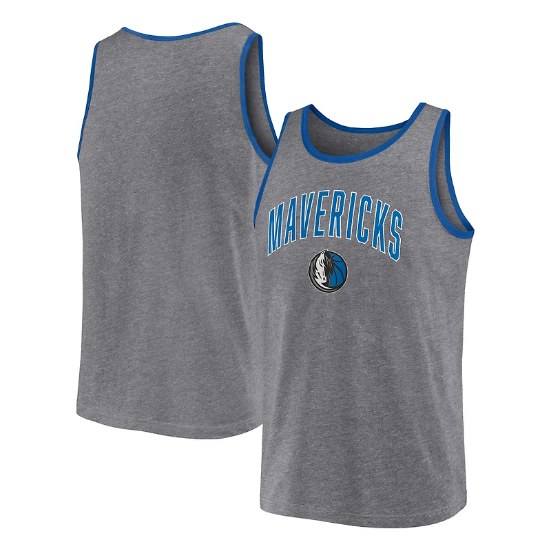 Men's Fanatics Heather Gray Dallas Mavericks Primary Logo Tank Top