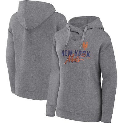 Women's Fanatics Heather Gray New York Mets Script Favorite Lightweight Pullover Hoodie
