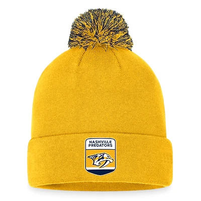 Men's Fanatics  Gold Nashville Predators 2023 NHL Draft Cuffed Knit Hat with Pom