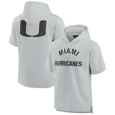 Unisex Fanatics Gray Miami Hurricanes Elements Super Soft Fleece Short Sleeve Pullover Hoodie