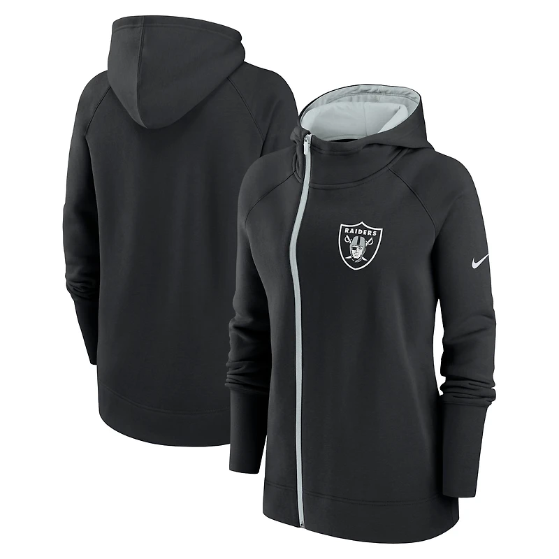 Women's Nike  Black Las Vegas Raiders Asymmetrical Raglan Full-Zip Hoodie