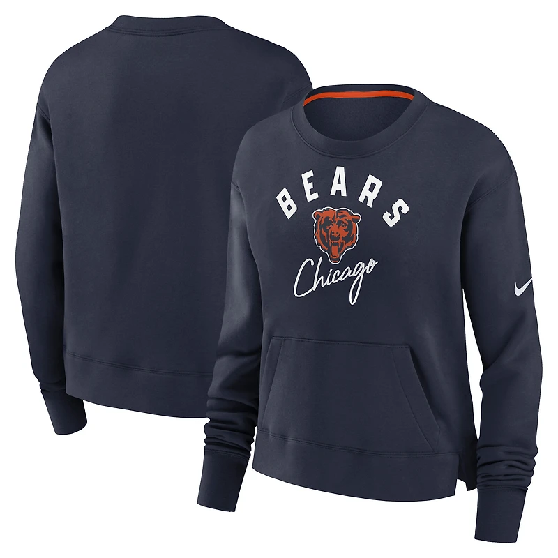 Women's Nike Navy Chicago Bears High Hip Fleece Pullover Sweatshirt
