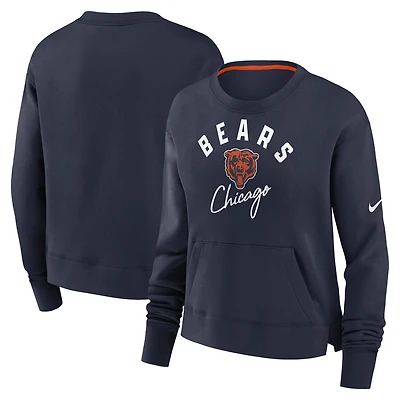 Women's Nike Navy Chicago Bears High Hip Fleece Pullover Sweatshirt