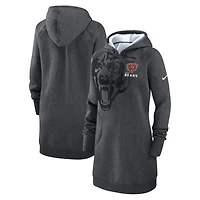 Women's Nike Heather Charcoal Chicago Bears Oversized Fleece Raglan Hoodie Dress