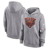 Women's Nike Heather Gray Chicago Bears Team Logo Club Fleece Hoodie