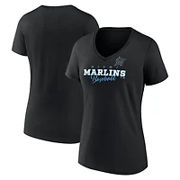 Women's Black Miami Marlins Back In Business V-Neck T-Shirt