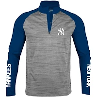 Men's Levelwear Heather Gray New York Yankees Vandal Raglan Quarter-Zip Top