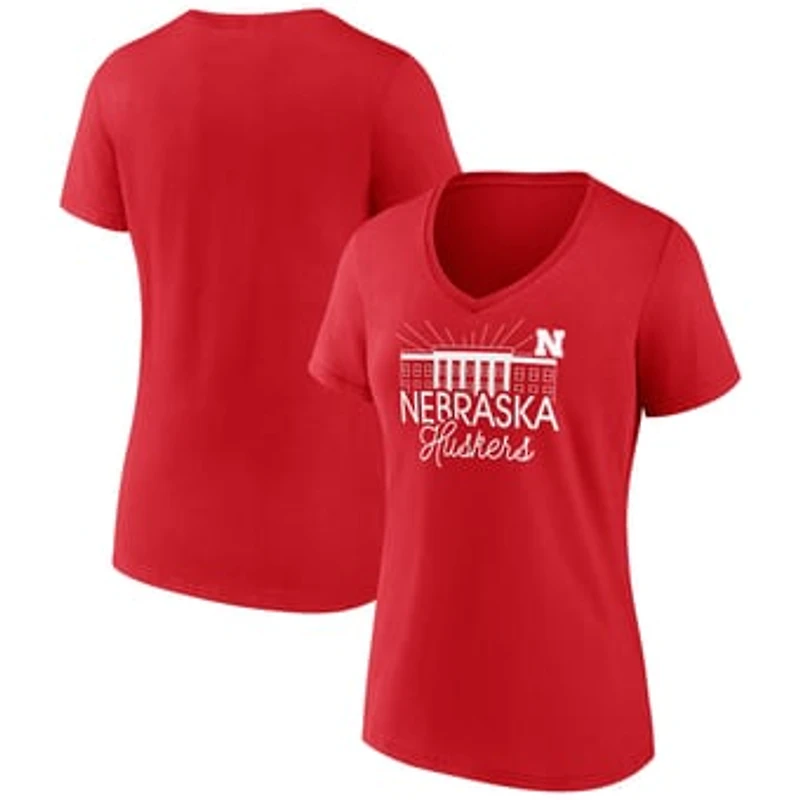 Women's Scarlet Nebraska Huskers Region Draw V-Neck T-Shirt