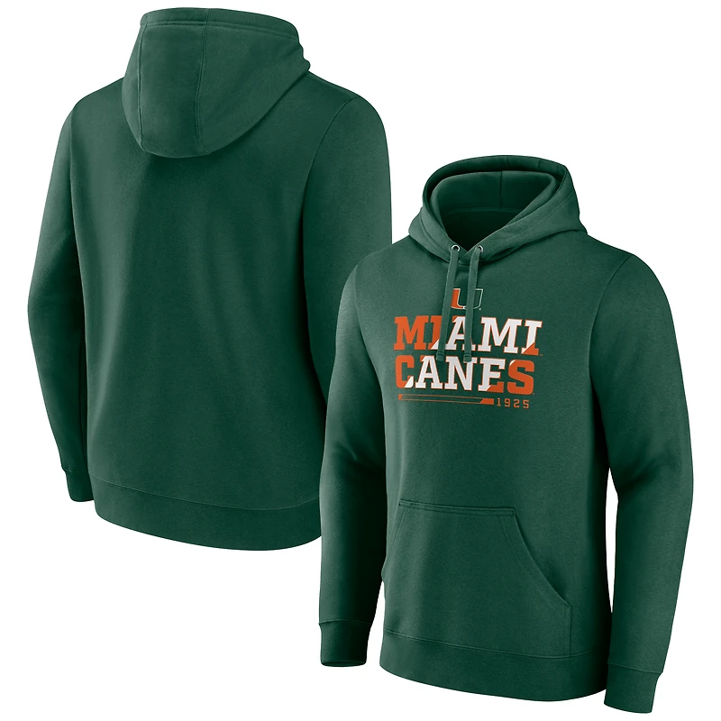 Men's Green Miami Hurricanes Breakthrough Slant Pullover Hoodie