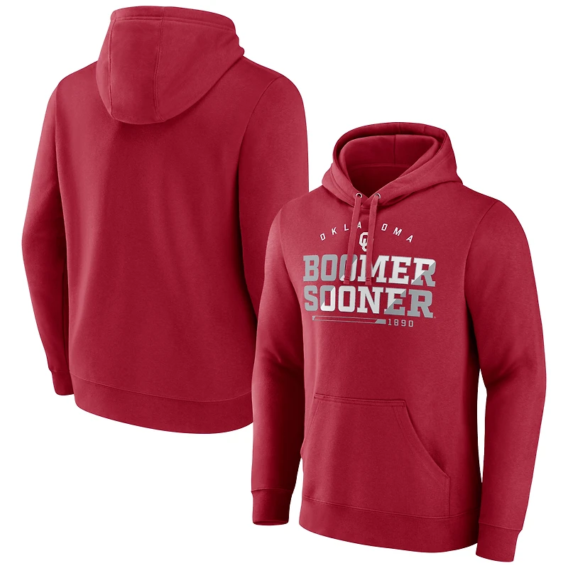 Men's Crimson Oklahoma Sooners Breakthrough Slant Pullover Hoodie
