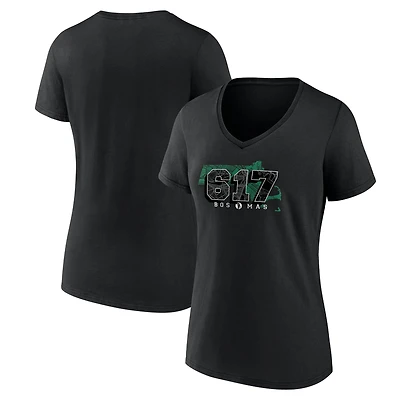 Women's Black Boston Celtics Core Hometown Launch V-Neck T-Shirt