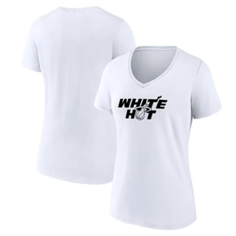 Women's White Miami Heat Core Hometown Launch V-Neck T-Shirt